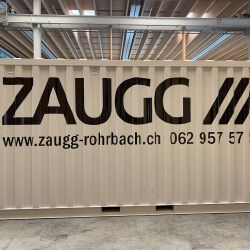 container beschriftung mit geschnittenem logo